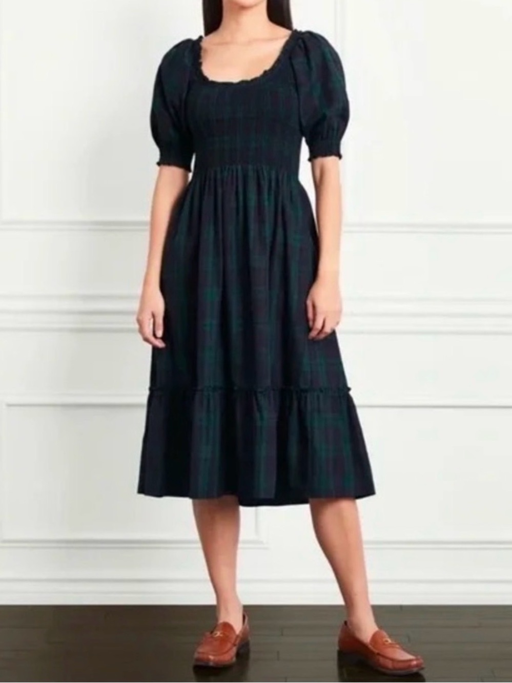 Hill House Home Louisa Nap Dress blackwatch tartan size M